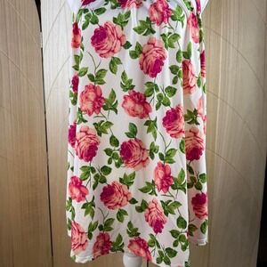 FIRST LOVE Pink Floral Halter Top Cami 2X Plus Size High Neck Rose Stretch